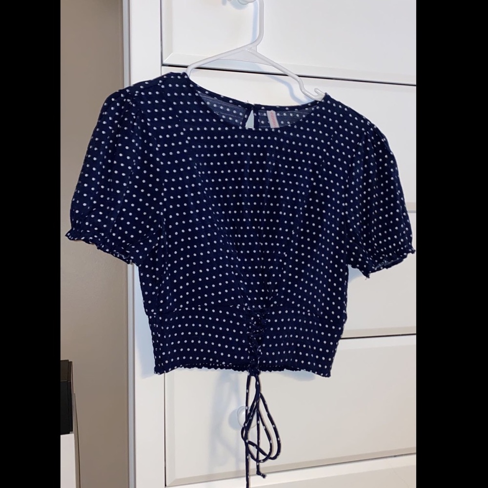 navy polka dot crop top